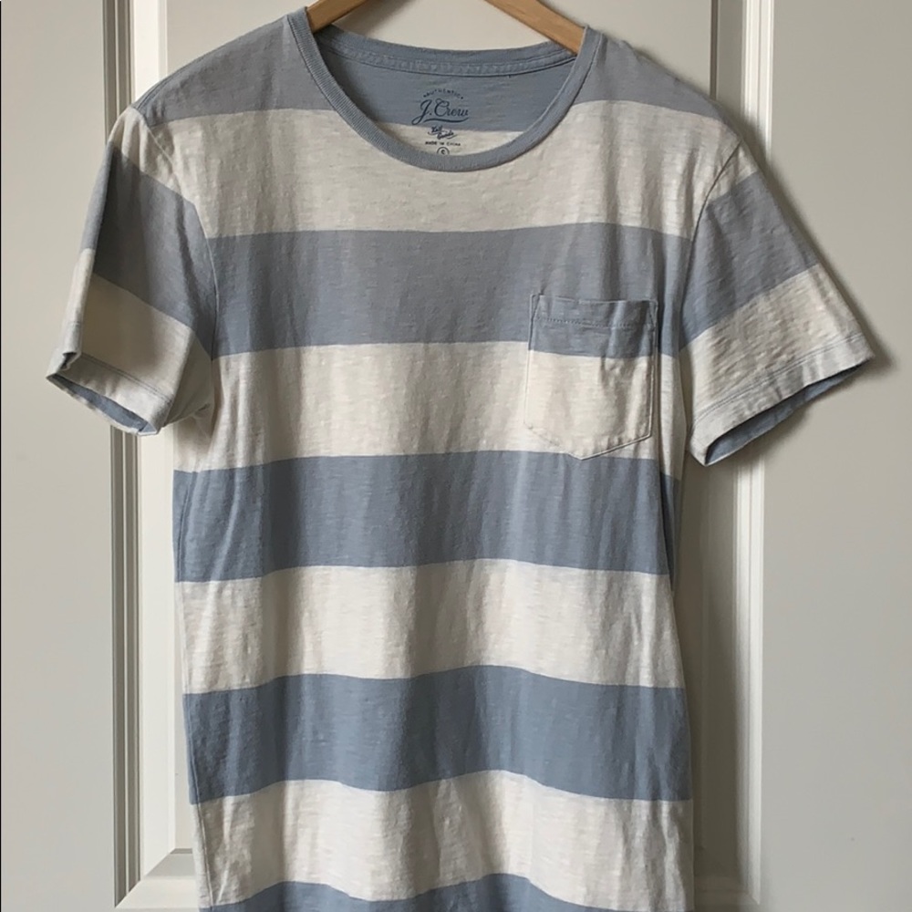 J. Crew Blue & White Striped Pocket Tee
